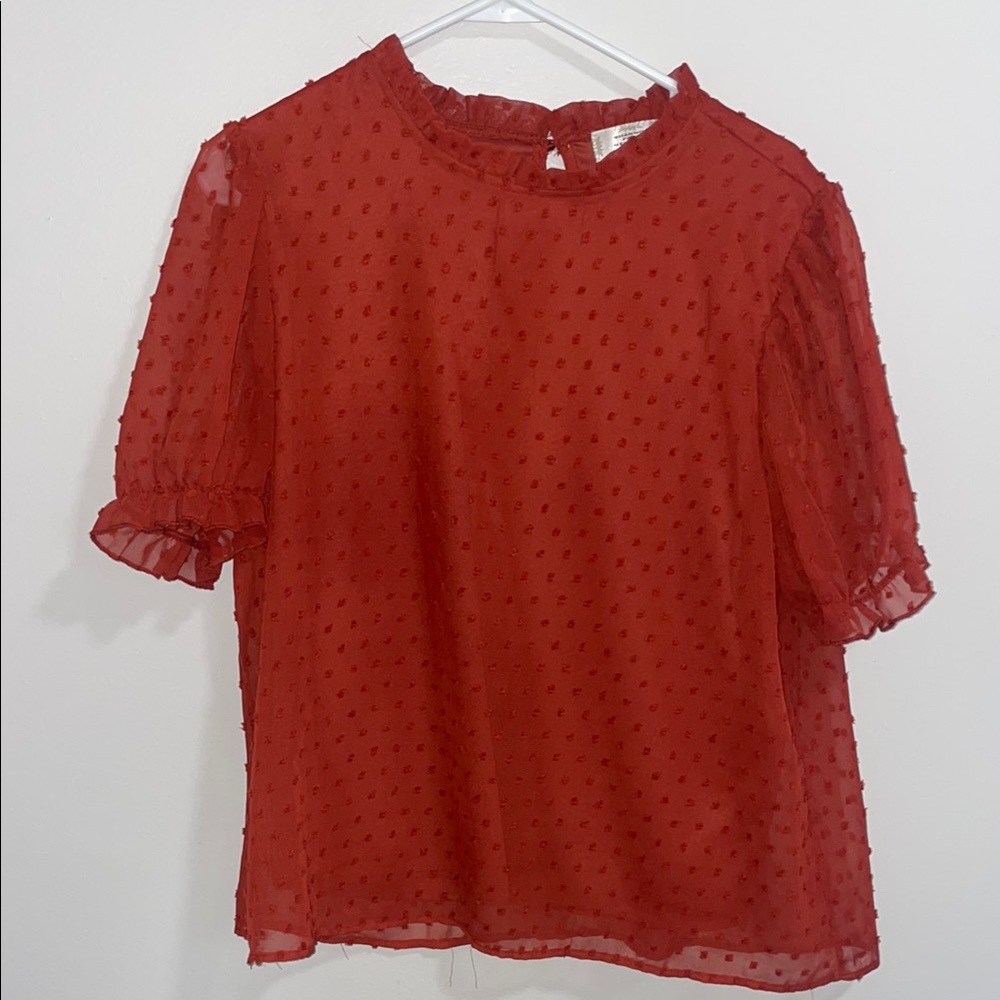 Red Sheer Textured Women's Top